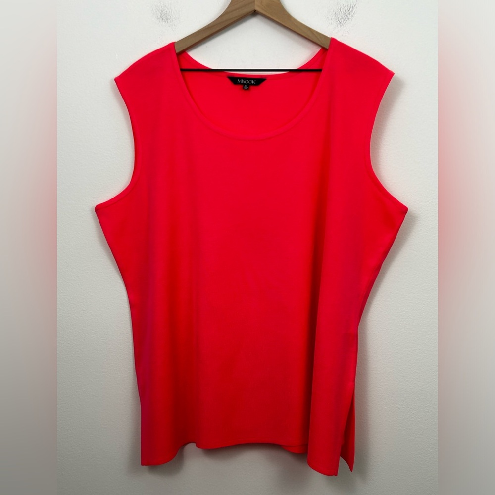 Misook Classic Knit Top Womens Size 1X Pink Acrylic Sleeveless Tank Shell‎